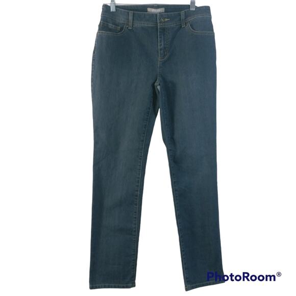 Chico's Dark Wash Mid Rise Skinny Boot Cut Jeans 4 - Picture 1 of 9